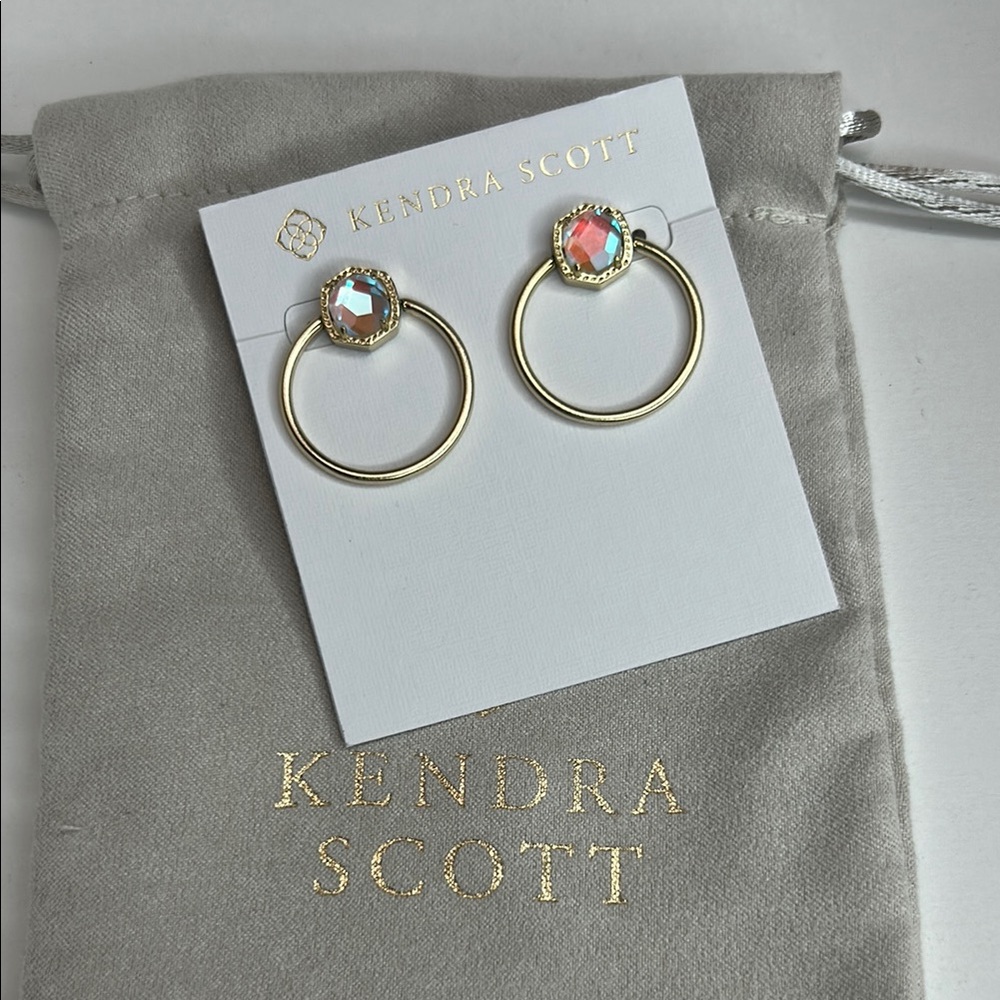 Kendra Scott Gold Hoop Earrings with Dichroic Glass Stone